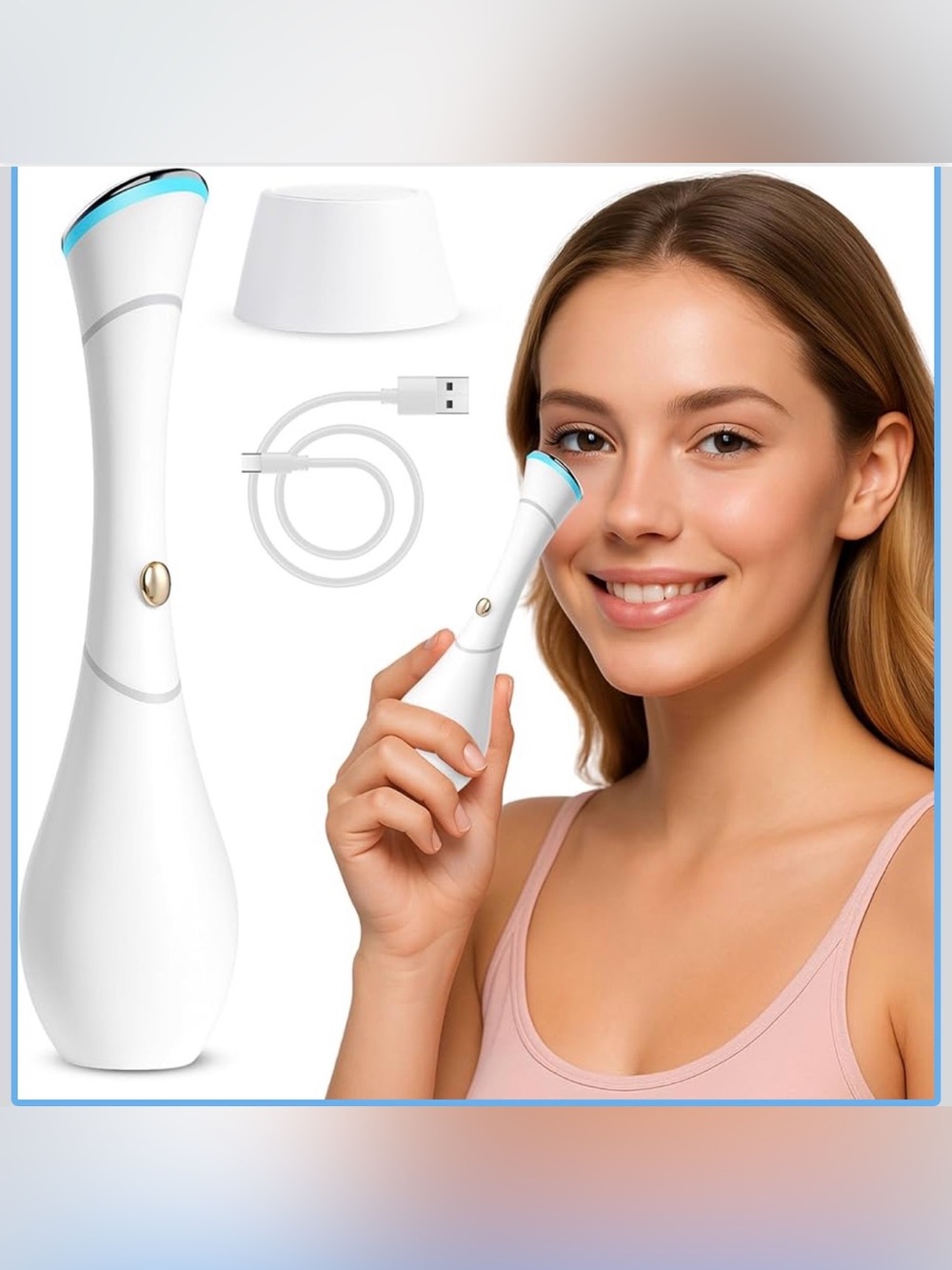 Facial Eye Massager Device - White & Blue NWT